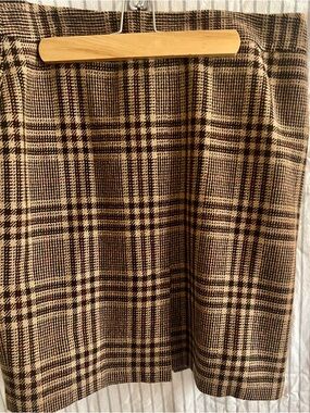 Ann Taylor Brown and Cream Plaid A-Line Skirt